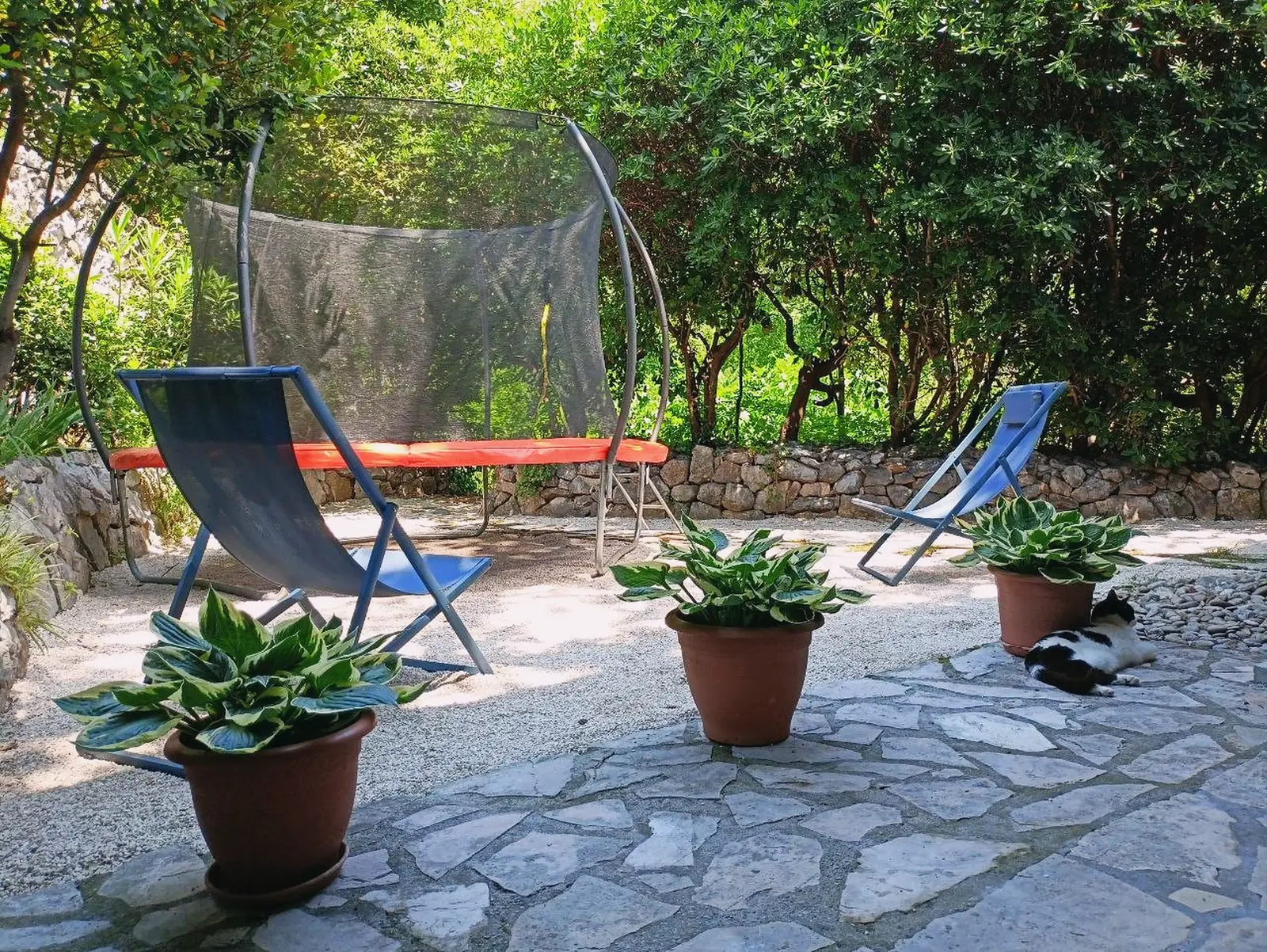 Terrace and green yard of the house in Orahovac