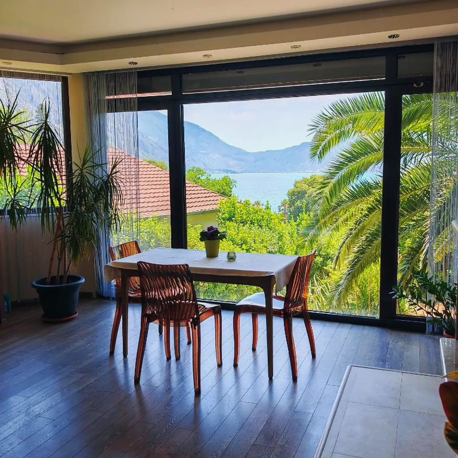 Kitchen-living room at Meditation Orahovac with panoramic window